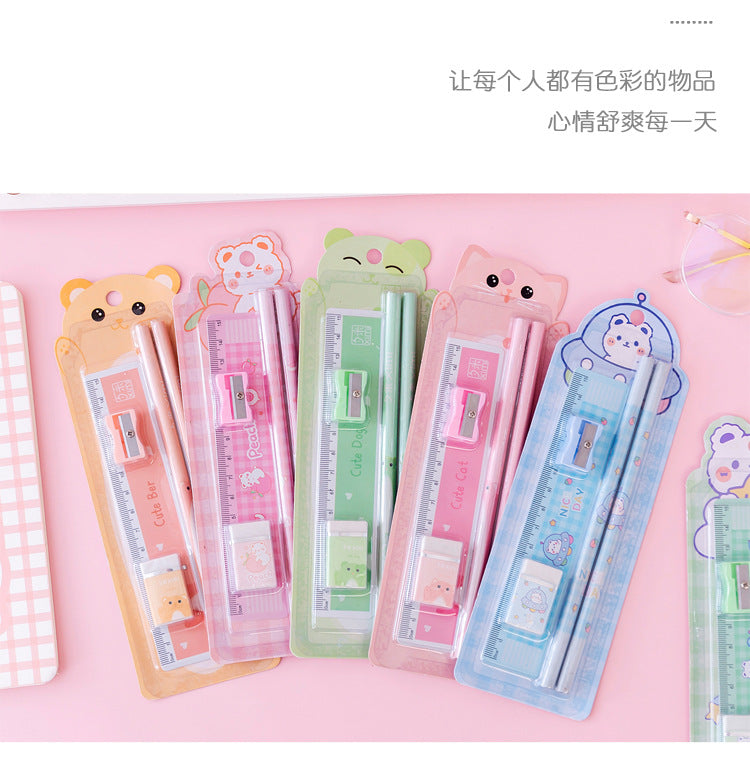 Cartoon HB Pencil School Supplies Set Wooden Pencil Set Cartoon Art Supplies Stationery Gifts Students Children's