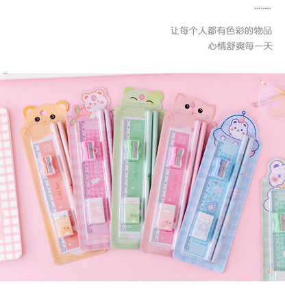 Cartoon HB Pencil School Supplies Set Wooden Pencil Set Cartoon Art Supplies Stationery Gifts Students Children's