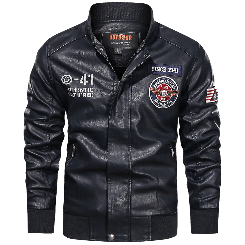 Casual For Autumn Spring Outdoor Leather Zip Up Jacket Men's PU Faux Black Vintage Suede Oversize Coat 7702 Black