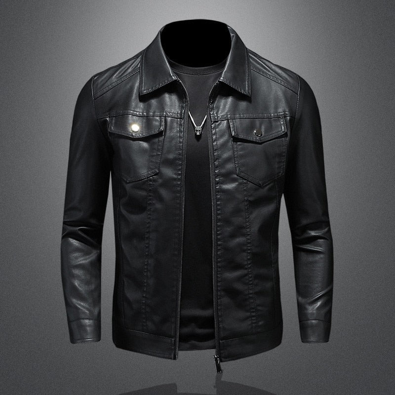 Casual For Autumn Spring Outdoor Leather Zip Up Jacket Men's PU Faux Black Vintage Suede Oversize Coat