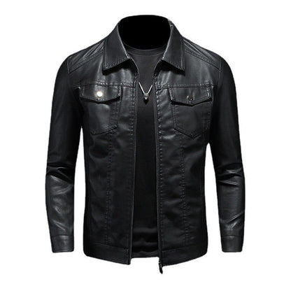 Casual For Autumn Spring Outdoor Leather Zip Up Jacket Men's PU Faux Black Vintage Suede Oversize Coat