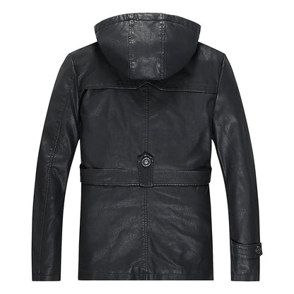 Casual For Autumn Spring Outdoor Leather Zip Up Jacket Men's PU Faux Black Vintage Suede Oversize Coat