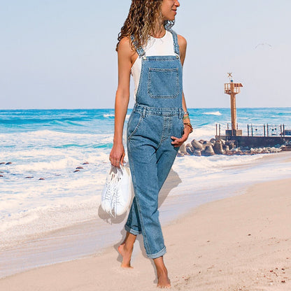 Casual Jeans Denim Overalls 2023 New Minimalist Womens Rompers Loose Overalls Women's Denim Jumpsuit Summer Fashion Jumpsuit 903 Light Blue China