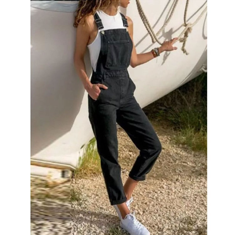 Casual Jeans Denim Overalls 2023 New Minimalist Womens Rompers Loose Overalls Women's Denim Jumpsuit Summer Fashion Jumpsuit 903 Black China