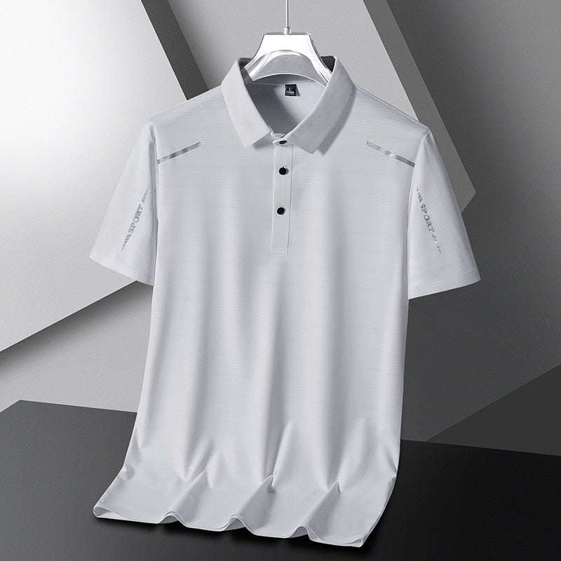 Casual Summer Short Sleeve Solid Black White Polo Shirt Brand Fashion Clothes For Men Oversize