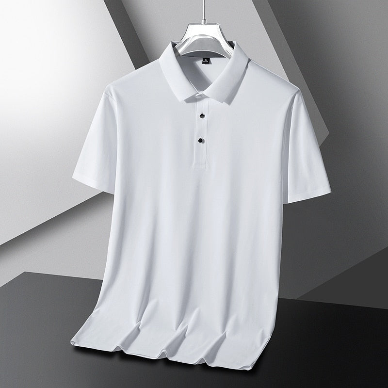 Casual Summer Short Sleeve Solid Black White Polo Shirt Brand Fashion Clothes For Men Oversize 188 2