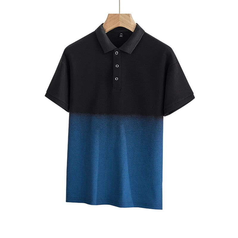 Casual Summer Short Sleeve Solid Patchwork Polo Shirt Brand Fashion Clothes For Men Oversize
