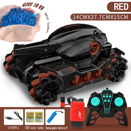 Child Water Bomb Tank Rc Car Kid Toy Gesture Induction 4Wd Radio Control Stunt Car Vehicle Drift Rc Toys with Light and Music Brown Double RC