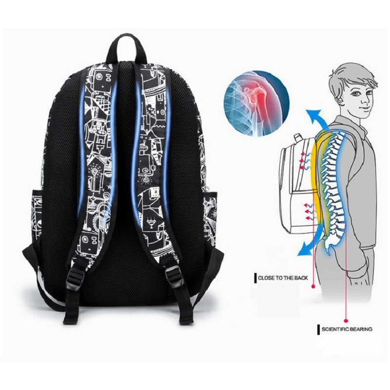 Children Printing School Backpack Large-Capacity Orthopedic Schoolbag For Boys Girls Laptop Backpacks Teenage Nylon School Bags