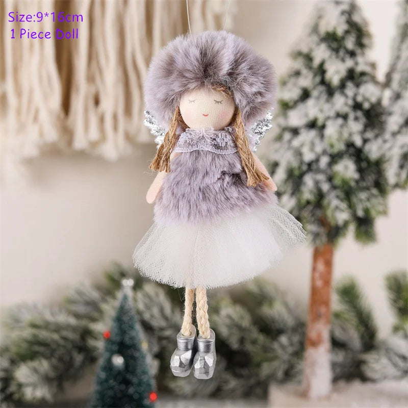 Christmas Decorations Christmas Angel Dolls New Year Gifts Navidad Xmas Tree Ornaments for Home Natal Noel Fall Decor 212---Gray