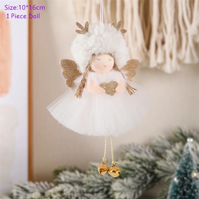 Christmas Decorations Christmas Angel Dolls New Year Gifts Navidad Xmas Tree Ornaments for Home Natal Noel Fall Decor 216-White Cute Girl