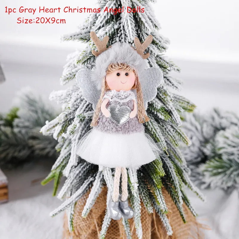 Christmas Decorations Christmas Angel Dolls New Year Gifts Navidad Xmas Tree Ornaments for Home Natal Noel Fall Decor 215--Heart Silver