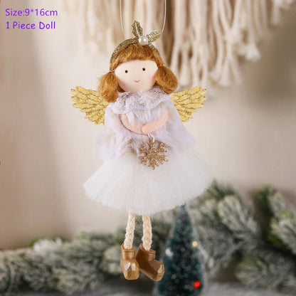 Christmas Decorations Christmas Angel Dolls New Year Gifts Navidad Xmas Tree Ornaments for Home Natal Noel Fall Decor 217-Headband White