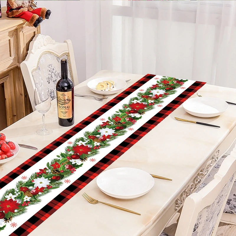 Christmas Table Runner TableCloth Merry Christmas Decoration for Home Xmas Ornament Navidad Noel Natal Gifts New Year