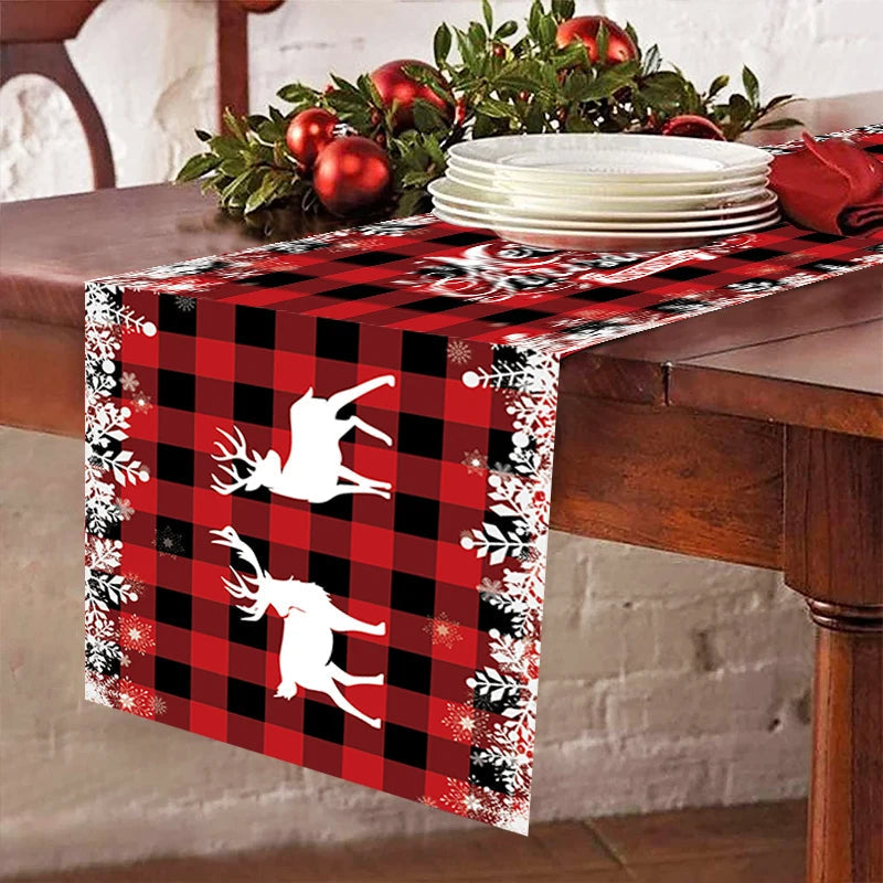 Christmas Table Runner TableCloth Merry Christmas Decoration for Home Xmas Ornament Navidad Noel Natal Gifts New Year