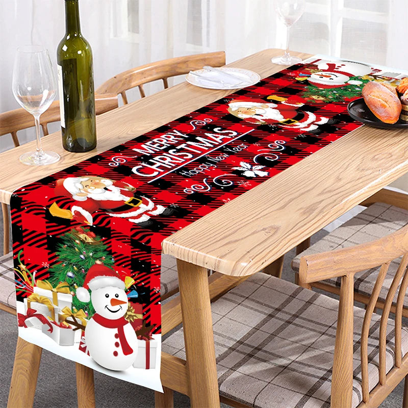 Christmas Table Runner TableCloth Merry Christmas Decoration for Home Xmas Ornament Navidad Noel Natal Gifts New Year