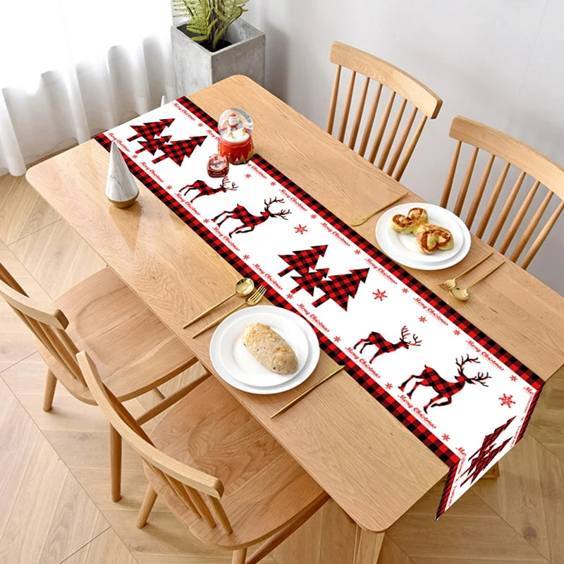 Christmas Table Runner TableCloth Merry Christmas Decoration for Home Xmas Ornament Navidad Noel Natal Gifts New Year