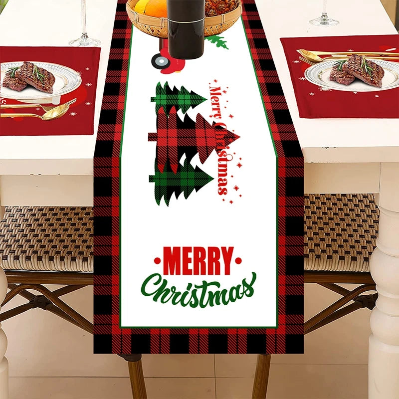 Christmas Table Runner TableCloth Merry Christmas Decoration for Home Xmas Ornament Navidad Noel Natal Gifts New Year