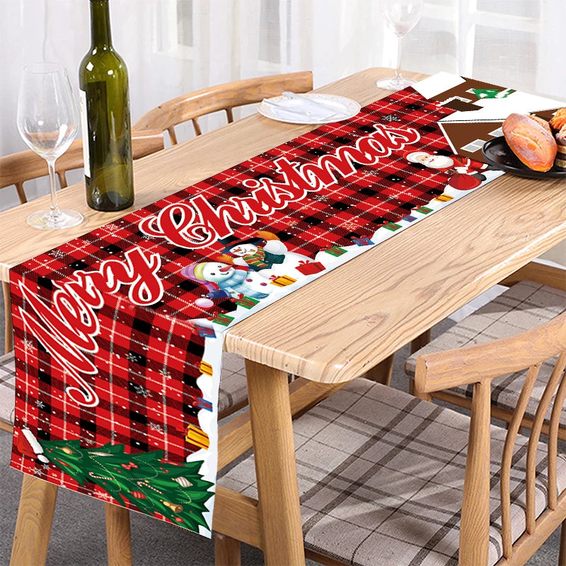 Christmas Table Runner TableCloth Merry Christmas Decoration for Home Xmas Ornament Navidad Noel Natal Gifts New Year