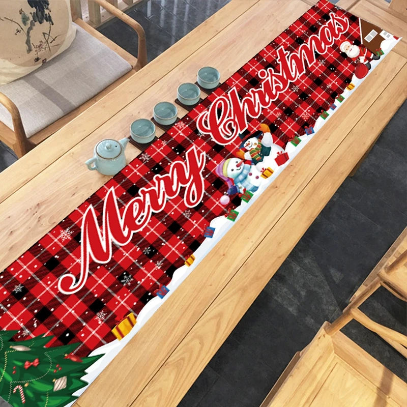 Christmas Table Runner TableCloth Merry Christmas Decoration for Home Xmas Ornament Navidad Noel Natal Gifts New Year