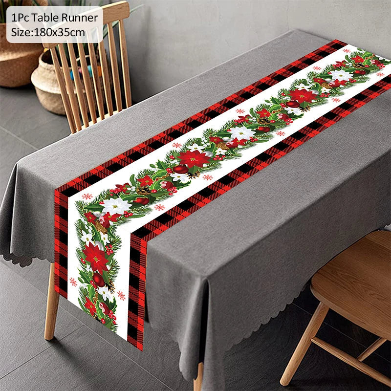 Christmas Table Runner TableCloth Merry Christmas Decoration for Home Xmas Ornament Navidad Noel Natal Gifts New Year A