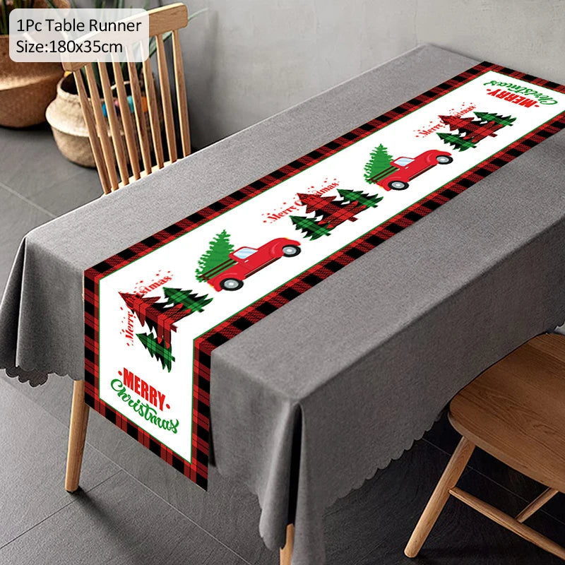 Christmas Table Runner TableCloth Merry Christmas Decoration for Home Xmas Ornament Navidad Noel Natal Gifts New Year I