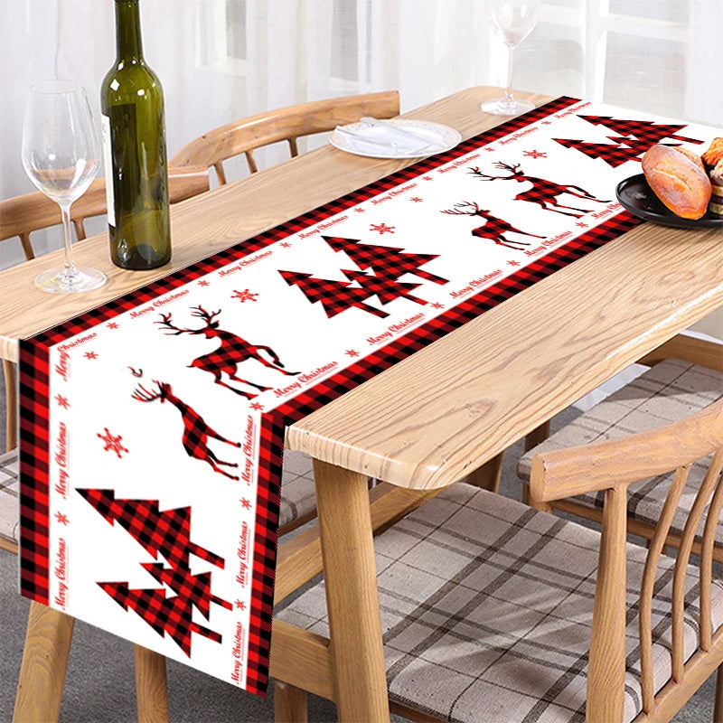 Christmas Table Runner TableCloth Merry Christmas Decoration for Home Xmas Ornament Navidad Noel Natal Gifts New Year