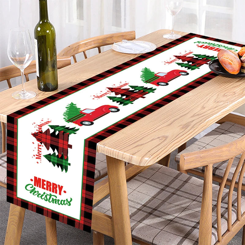 Christmas Table Runner TableCloth Merry Christmas Decoration for Home Xmas Ornament Navidad Noel Natal Gifts New Year