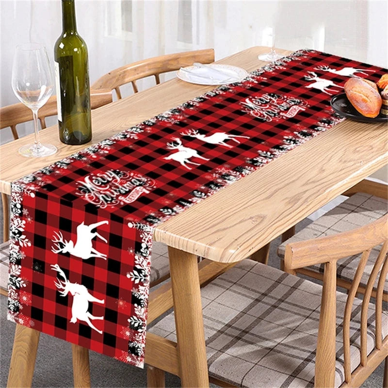 Christmas Table Runner TableCloth Merry Christmas Decoration for Home Xmas Ornament Navidad Noel Natal Gifts New Year