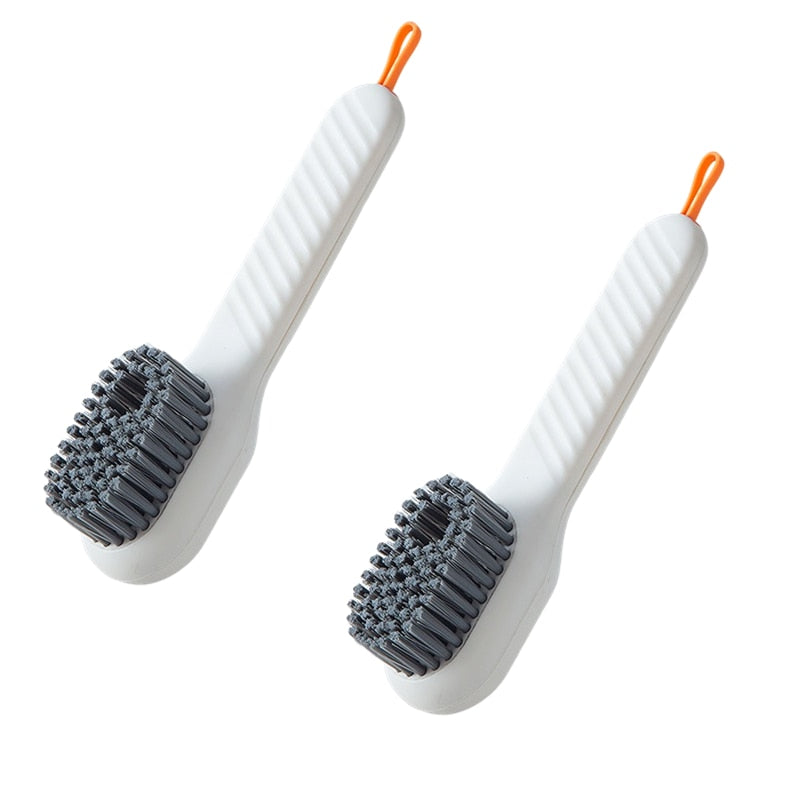 Cleaning Brush Soft Bristled Liquid Shoe Brush Long Handle Brush Clothes Brush Shoe Clothing Board Brush Household Cleaning Tool 2PCS white