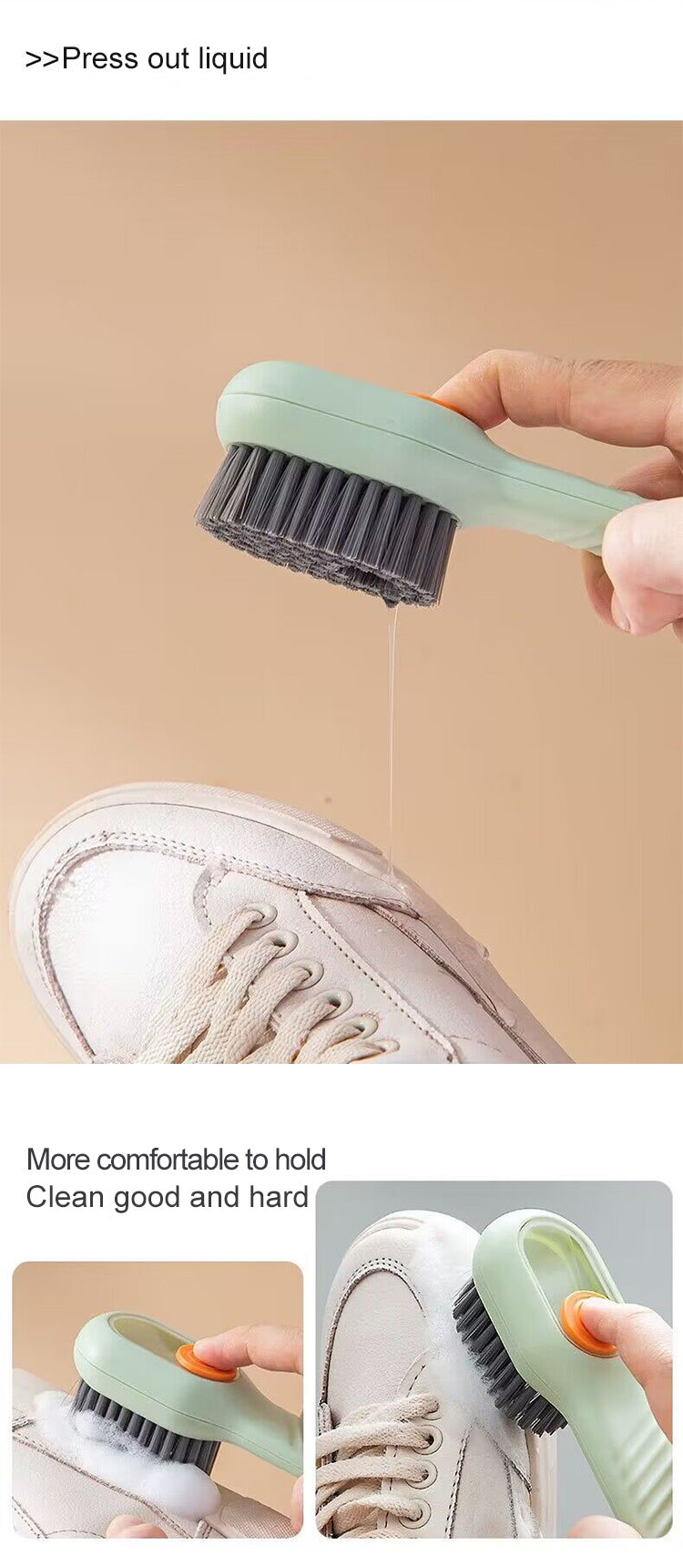 Cleaning Brush Soft Bristled Liquid Shoe Brush Long Handle Brush Clothes Brush Shoe Clothing Board Brush Household Cleaning Tool