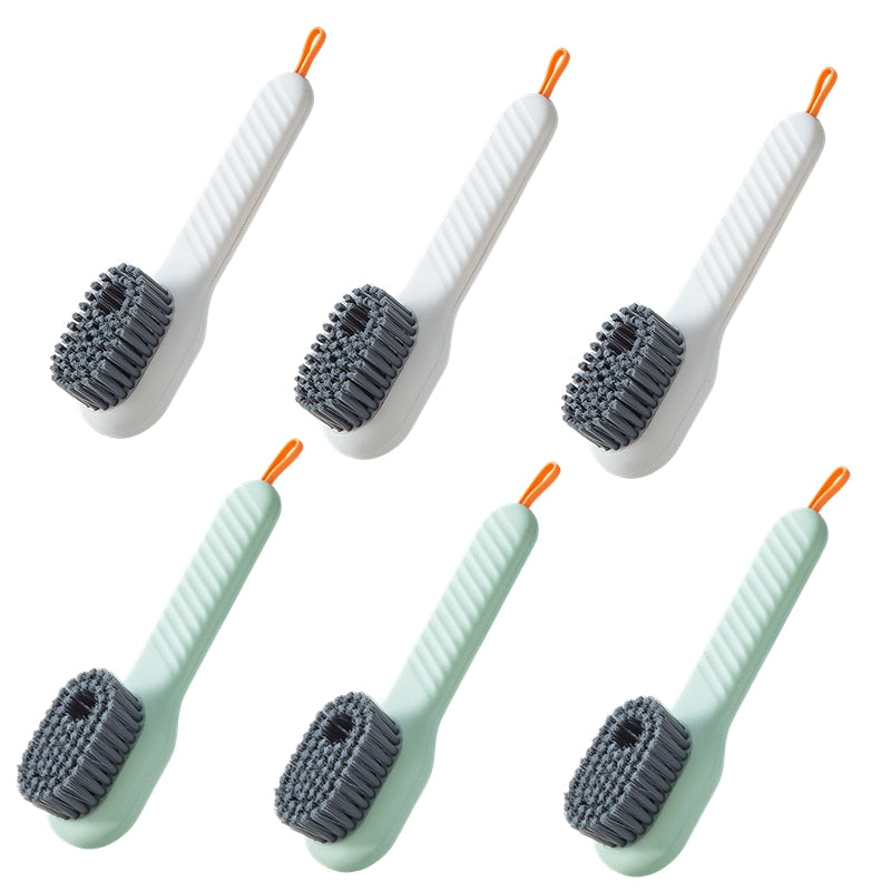 Cleaning Brush Soft Bristled Liquid Shoe Brush Long Handle Brush Clothes Brush Shoe Clothing Board Brush Household Cleaning Tool 6PCS mixed color