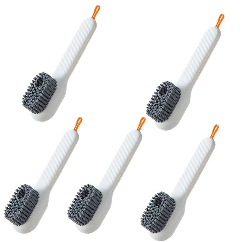 Cleaning Brush Soft Bristled Liquid Shoe Brush Long Handle Brush Clothes Brush Shoe Clothing Board Brush Household Cleaning Tool 5PCS white