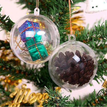 Clear Christmas Ball Transparent Fillable Bauble Xmas Tree Hanging Ornament Pendant Christmas Decorations For Home Kids Gift Box