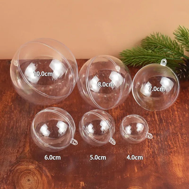 Clear Christmas Ball Transparent Fillable Bauble Xmas Tree Hanging Ornament Pendant Christmas Decorations For Home Kids Gift Box