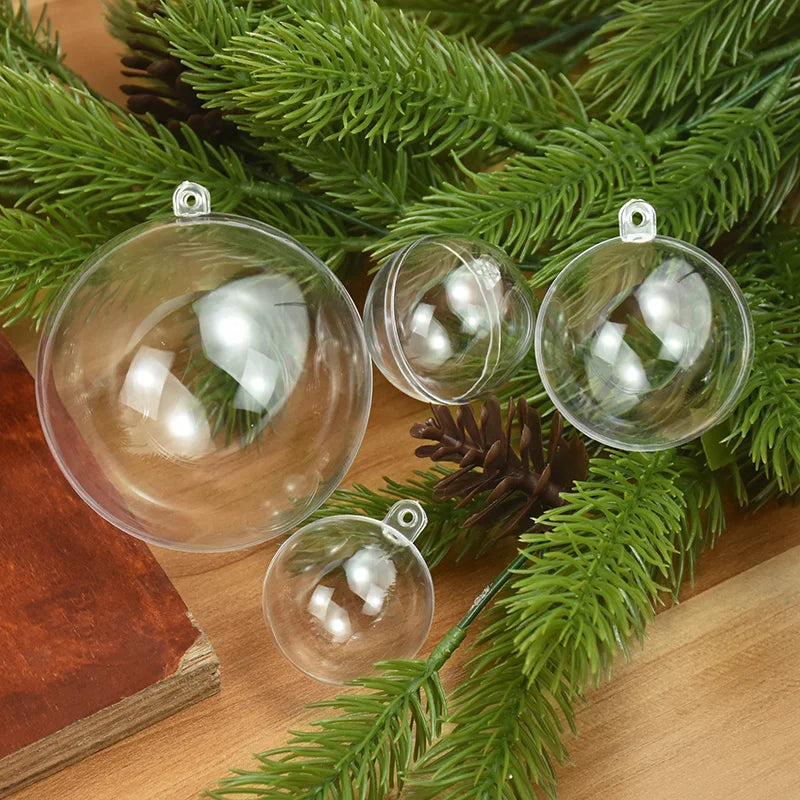 Clear Christmas Ball Transparent Fillable Bauble Xmas Tree Hanging Ornament Pendant Christmas Decorations For Home Kids Gift Box