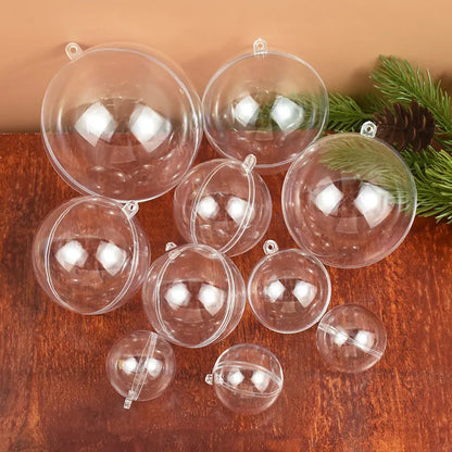 Clear Christmas Ball Transparent Fillable Bauble Xmas Tree Hanging Ornament Pendant Christmas Decorations For Home Kids Gift Box