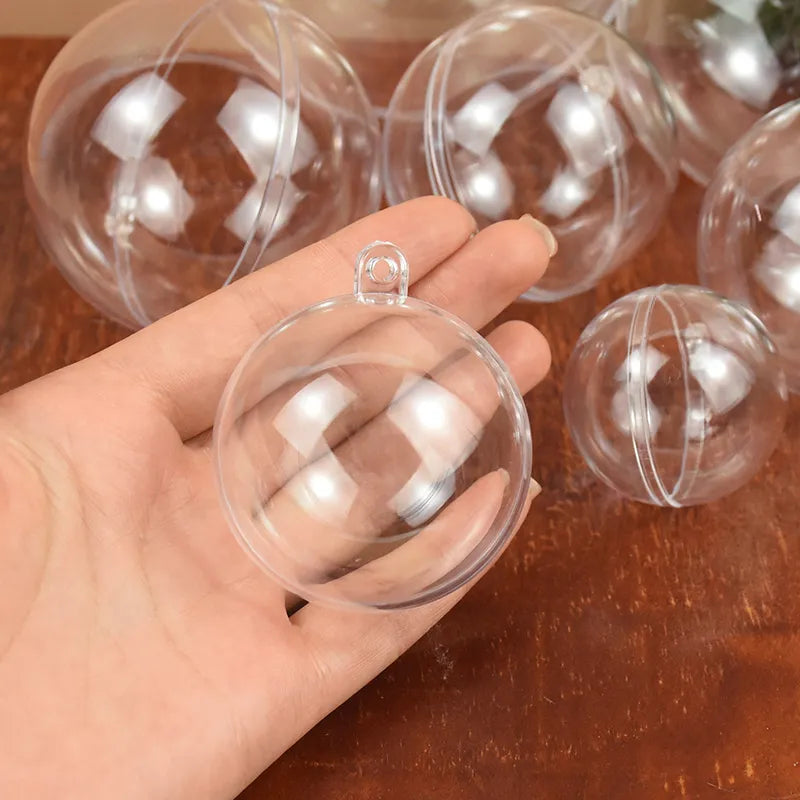 Clear Christmas Ball Transparent Fillable Bauble Xmas Tree Hanging Ornament Pendant Christmas Decorations For Home Kids Gift Box