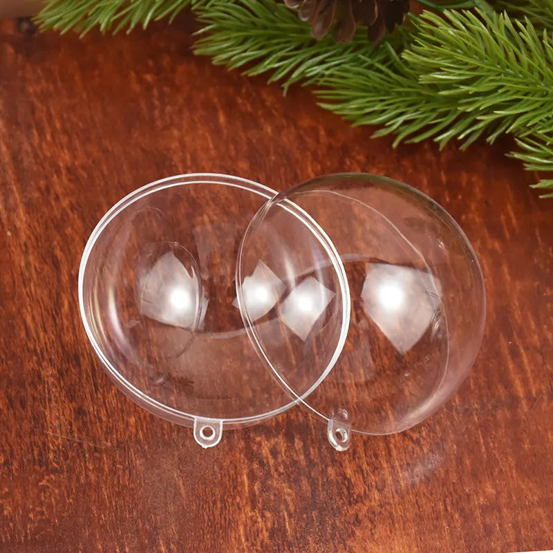 Clear Christmas Ball Transparent Fillable Bauble Xmas Tree Hanging Ornament Pendant Christmas Decorations For Home Kids Gift Box