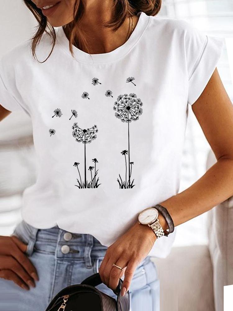 Clothing Fashion Tee Women T-shirt Summer Short Sleeve Print Clothes Music Sweet Trend Cute Graphic T Shirt Female Top