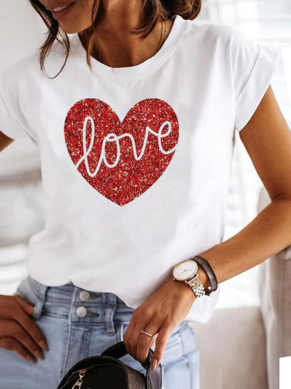 Clothing Fashion Tee Women T-shirt Summer Short Sleeve Print Clothes Music Sweet Trend Cute Graphic T Shirt Female Top