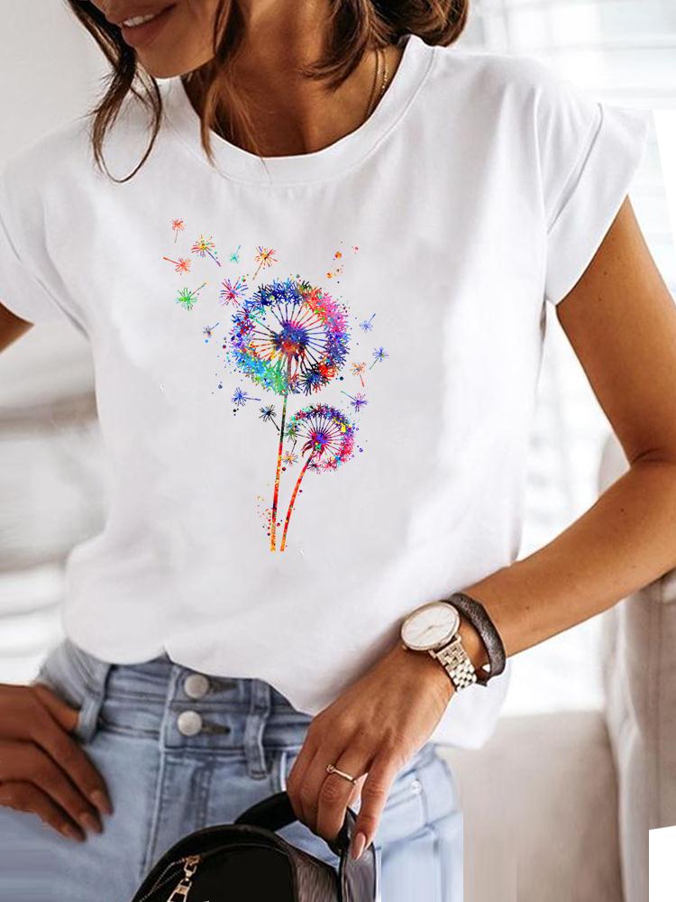 Clothing Fashion Tee Women T-shirt Summer Short Sleeve Print Clothes Music Sweet Trend Cute Graphic T Shirt Female Top