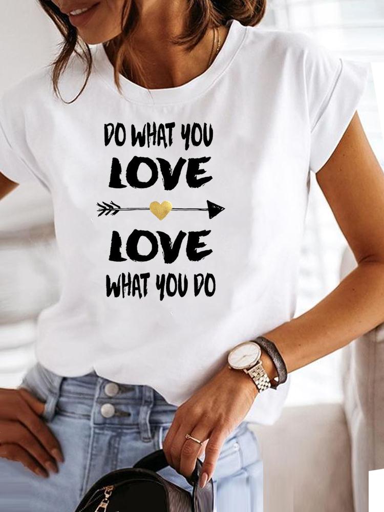 Clothing Fashion Tee Women T-shirt Summer Short Sleeve Print Clothes Music Sweet Trend Cute Graphic T Shirt Female Top