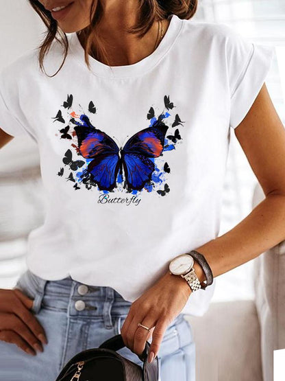 Clothing Fashion Tee Women T-shirt Summer Short Sleeve Print Clothes Music Sweet Trend Cute Graphic T Shirt Female Top MGQ29208