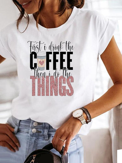 Clothing Fashion Tee Women T-shirt Summer Short Sleeve Print Clothes Music Sweet Trend Cute Graphic T Shirt Female Top MGQ29135