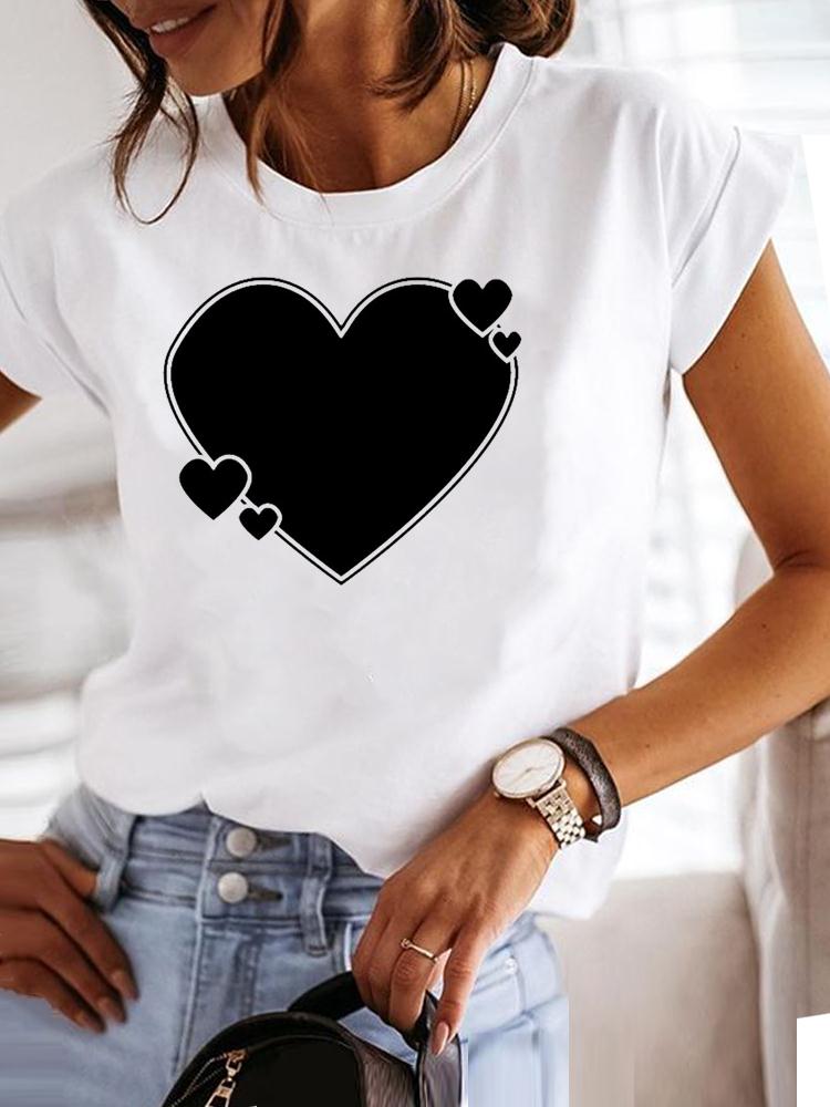 Clothing Fashion Tee Women T-shirt Summer Short Sleeve Print Clothes Music Sweet Trend Cute Graphic T Shirt Female Top MGQ29647