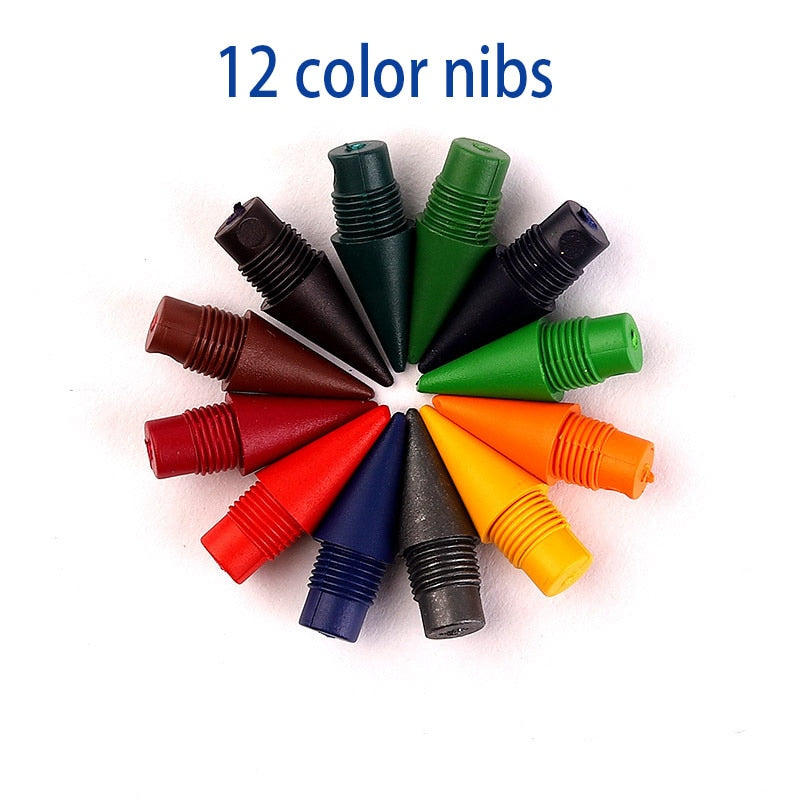 Colored Pencils New Technology Unlimited Writing No Ink Novelty Art Sketch Painting Tools Kid Gift School Supplies Stationery 12 color nibs