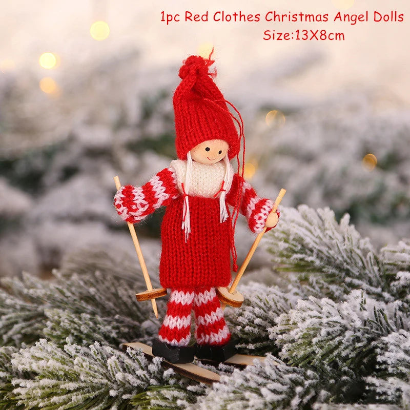 Cute Angel Ski Dolls Navidad Hanging Pendant Christmas Home Decor Xmas Tree Ornaments Noel Natal New Year Gifts Gnome A7