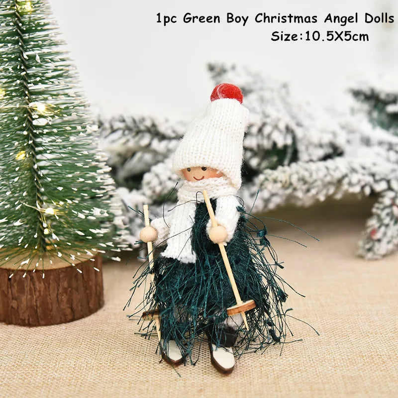 Cute Angel Ski Dolls Navidad Hanging Pendant Christmas Home Decor Xmas Tree Ornaments Noel Natal New Year Gifts Gnome A6