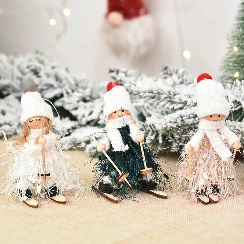 Cute Angel Ski Dolls Navidad Hanging Pendant Christmas Home Decor Xmas Tree Ornaments Noel Natal New Year Gifts Gnome